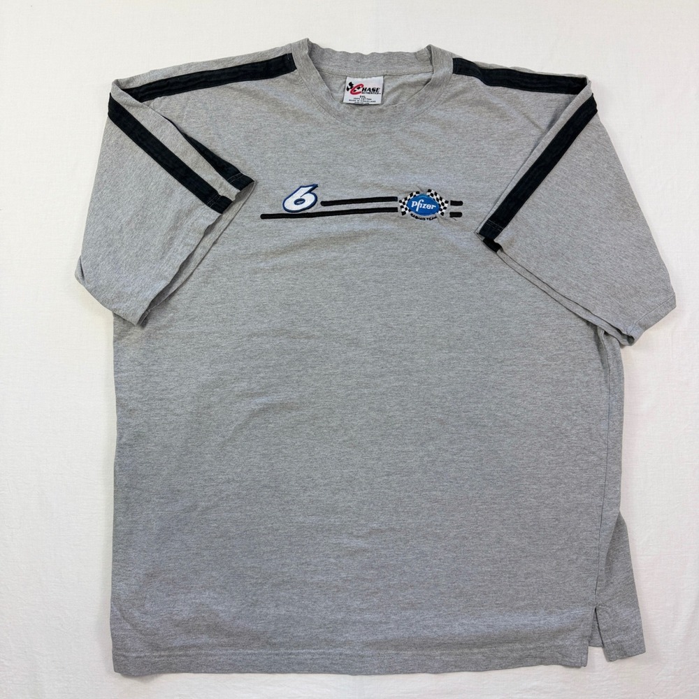 Chase Authentics NASCAR Mark Martin #6 Pfizer T Shirt Mens 2XL Gray Racing